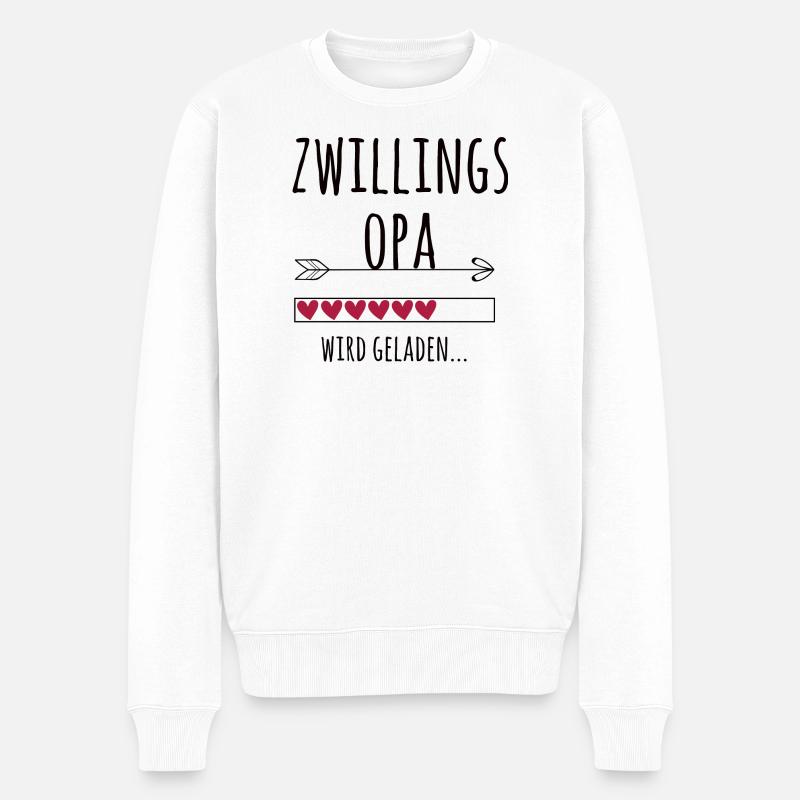 werdender Zwillingsopa Schwangerschaft Zwillinge - Männer Premium Bio Pullover - Weiß