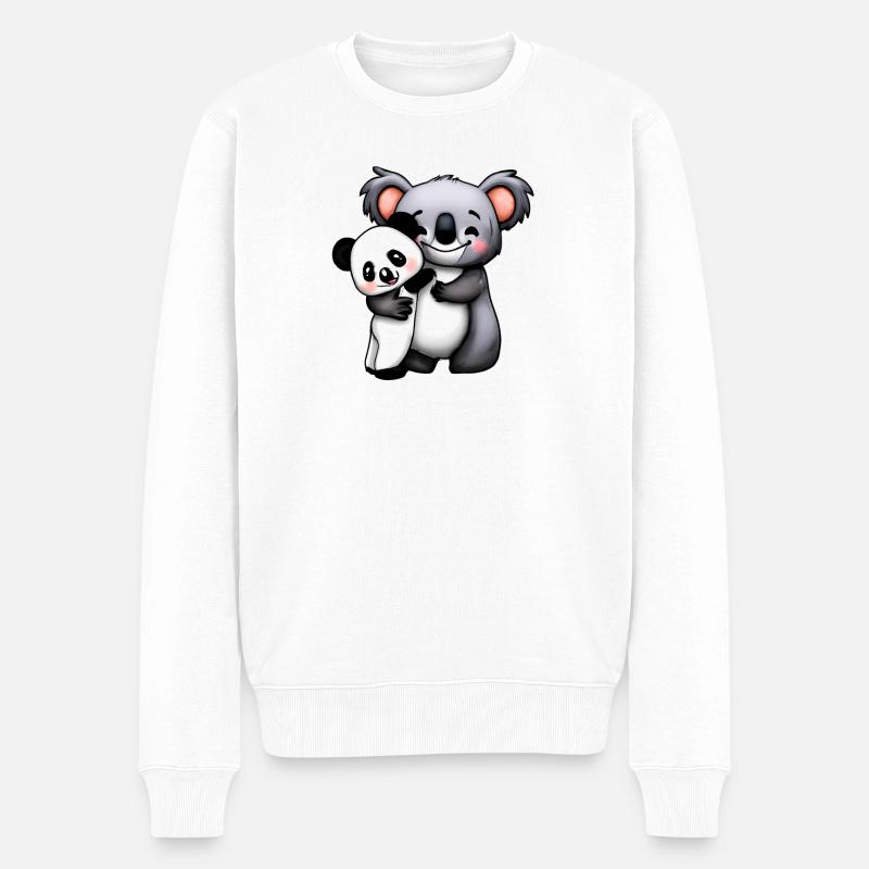 süßer Koala Bär und Pandabär drücken sich und - Männer Premium Bio Pullover - Weiß