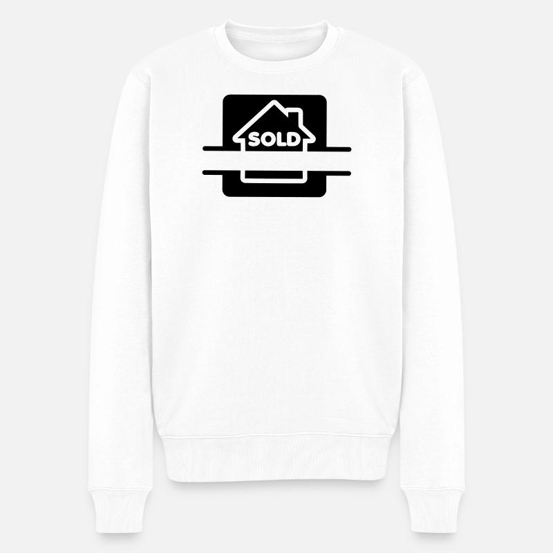 Haus verkauft Schild Logo - Männer Premium Bio Pullover - Weiß