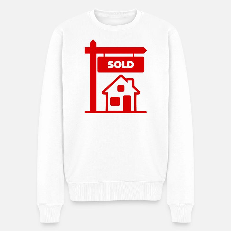 Logo rouge avec vendu - Pull Premium bio Homme - blanc