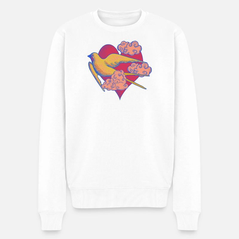 Herzvogel im Pop-Art Stil - Männer Premium Bio Pullover - Weiß