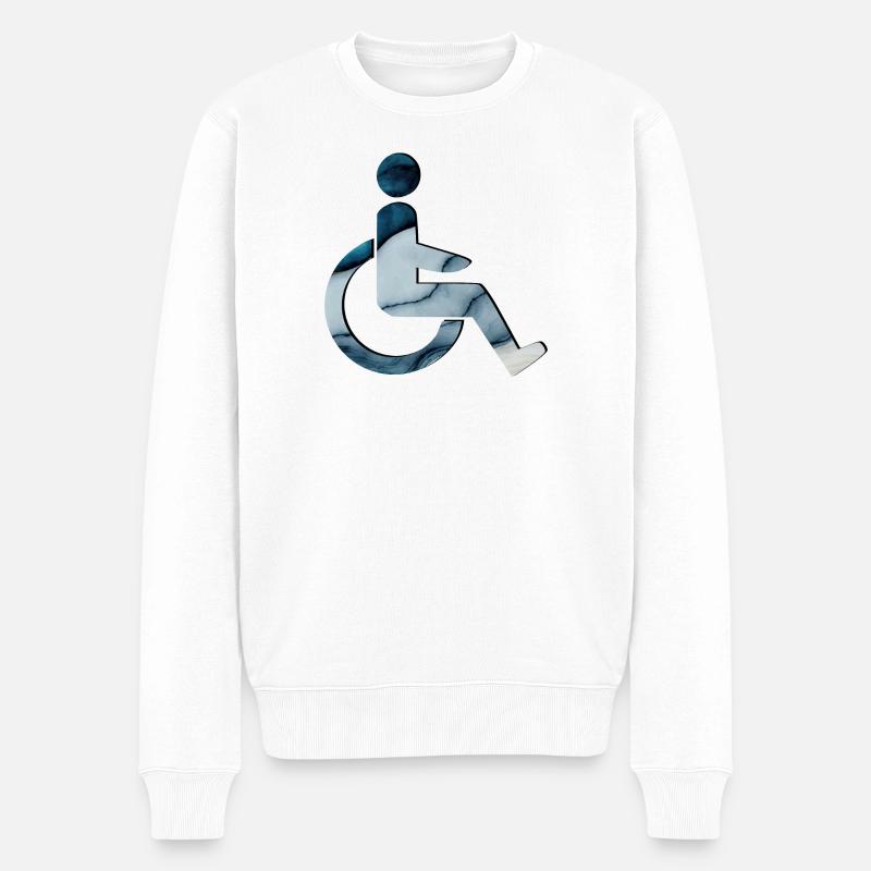 ROLLSTUHL ROLLSTUHLFAHRERIN - Männer Premium Bio Pullover - Weiß