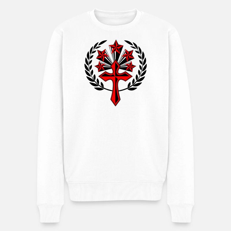 Croix en couronne de laurier - Pull Premium bio Homme - blanc