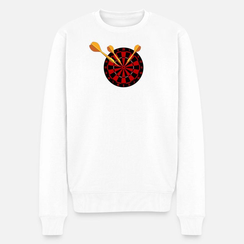 Dart Pfeile und Dartscheibe - Männer Premium Bio Pullover - Weiß