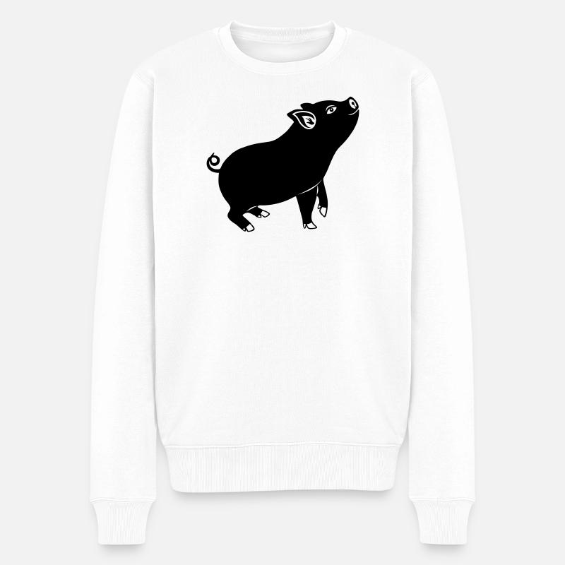 Schweineemblem Schattenbild - Männer Premium Bio Pullover - Weiß