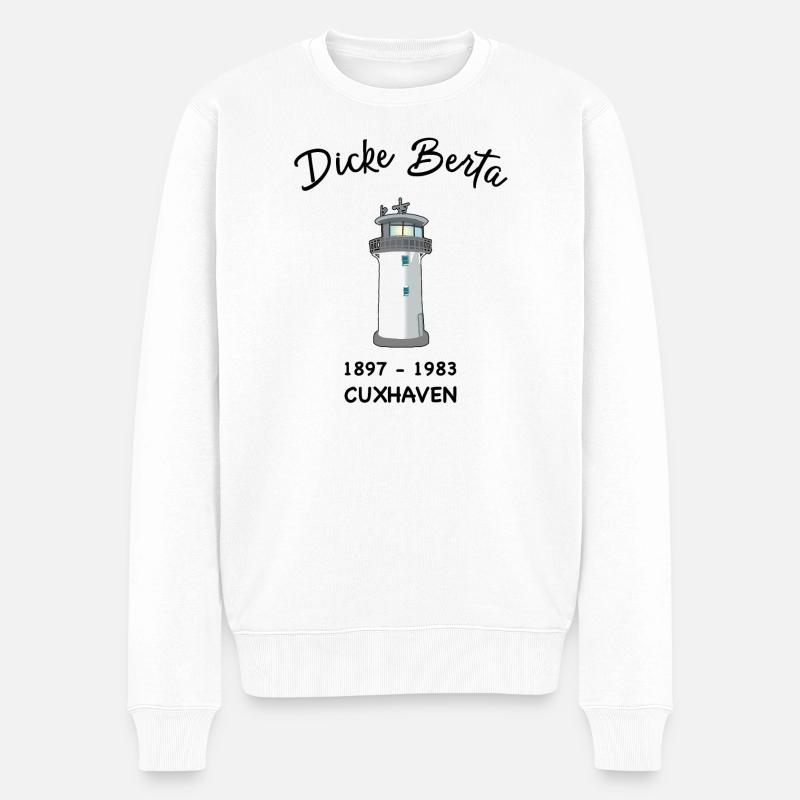 Leuchtturm Dicke Berta, Cuxhaven, Hafen - Männer Premium Bio Pullover - Weiß