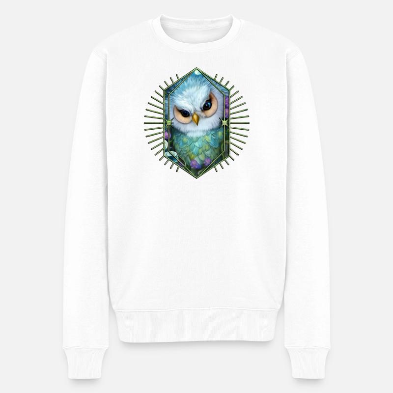 Hibou mignon les oiseaux de la nuit - Pull Premium bio Homme - blanc