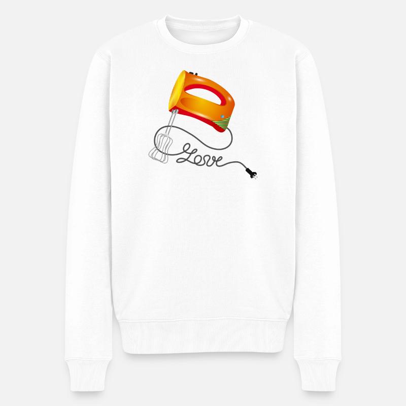 farbenfrohes Handrührgerät mit ganz viel Liebe - Männer Premium Bio Pullover - Weiß