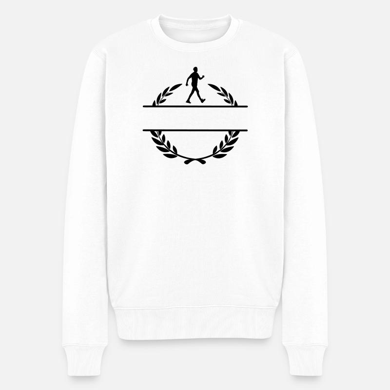 Wanderer im Lorbeerkranz - Männer Premium Bio Pullover - Weiß