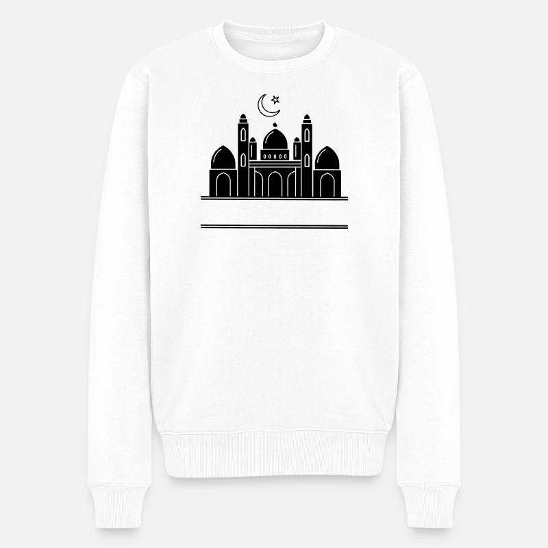 Moschee religiöses Bethaus mit Textleiste - Männer Premium Bio Pullover - Weiß