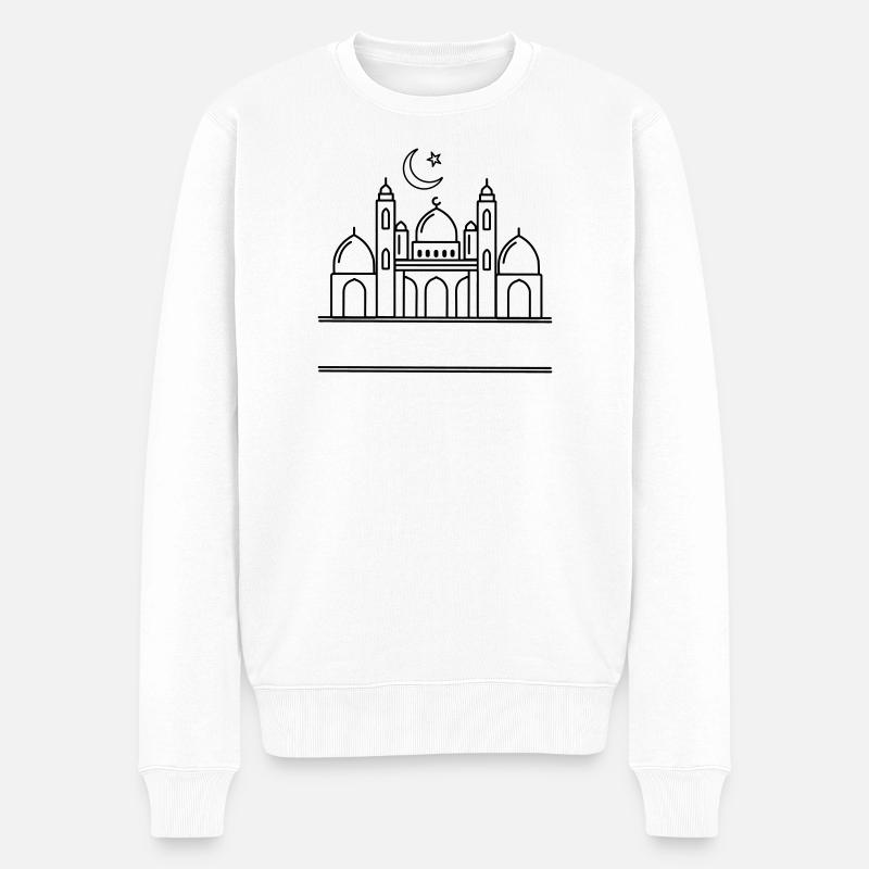 Moschee mit transparenter Textleiste - Männer Premium Bio Pullover - Weiß