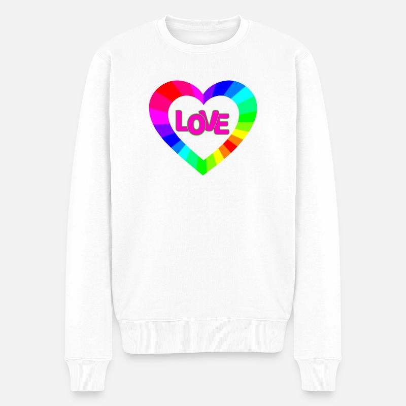 NeonLOVE Regenbogenherz - Männer Premium Bio Pullover - Weiß