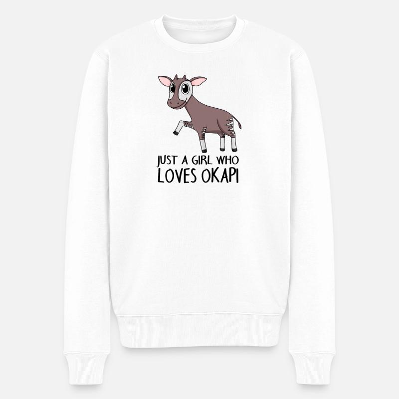 Okapi Mädchen Spruch - Männer Premium Bio Pullover - Weiß