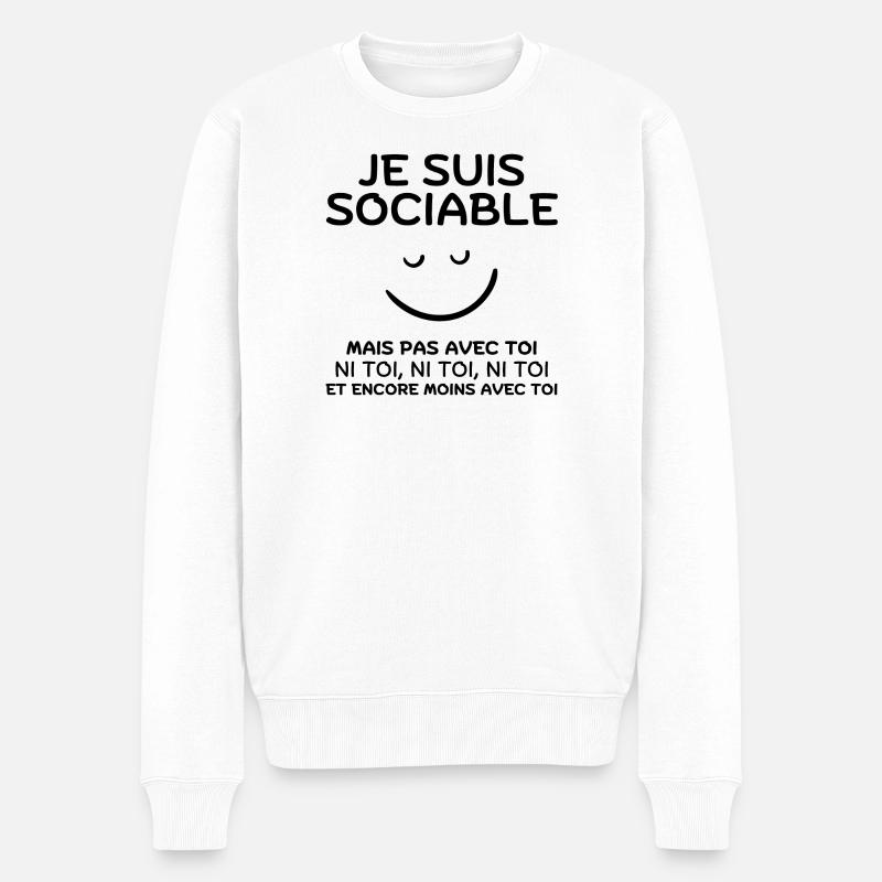 sociable, pas du matin, grincheux le matin - Pull Premium bio Homme - blanc