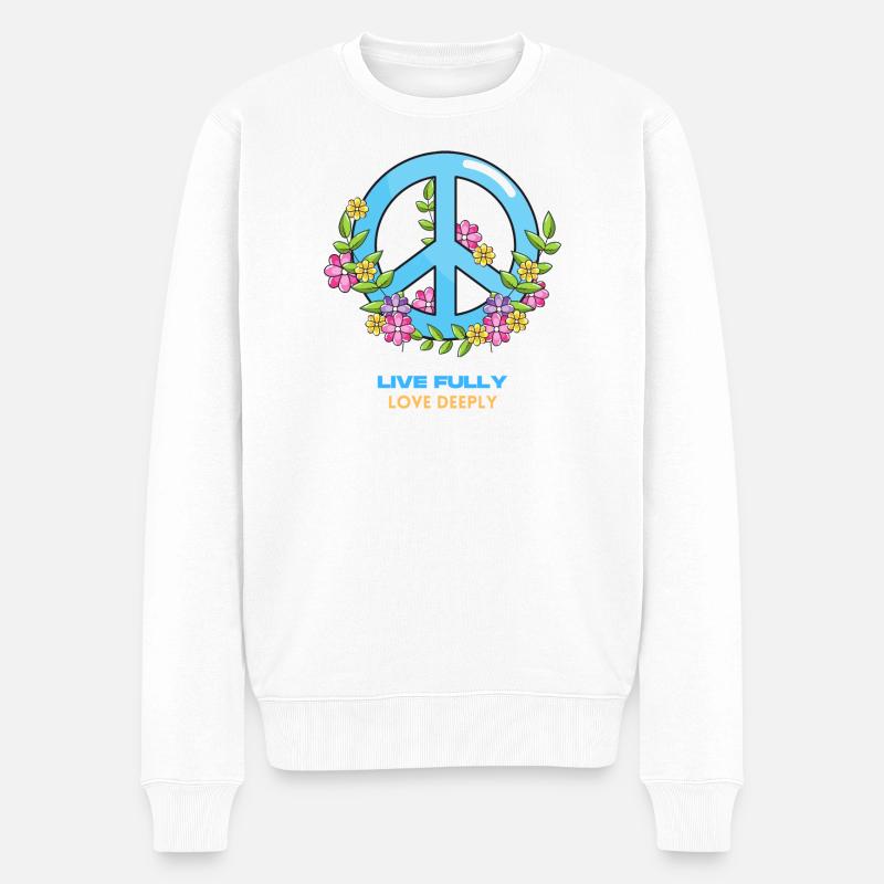 Live Fully Love Deeply - Pull Premium bio Homme - blanc