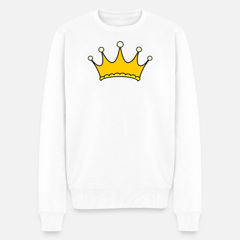 Einfache Krone - Männer Premium Bio Pullover - Weiß