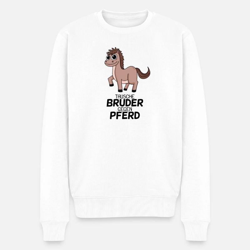 Tausche Bruder gegen Pferd - Männer Premium Bio Pullover - Weiß
