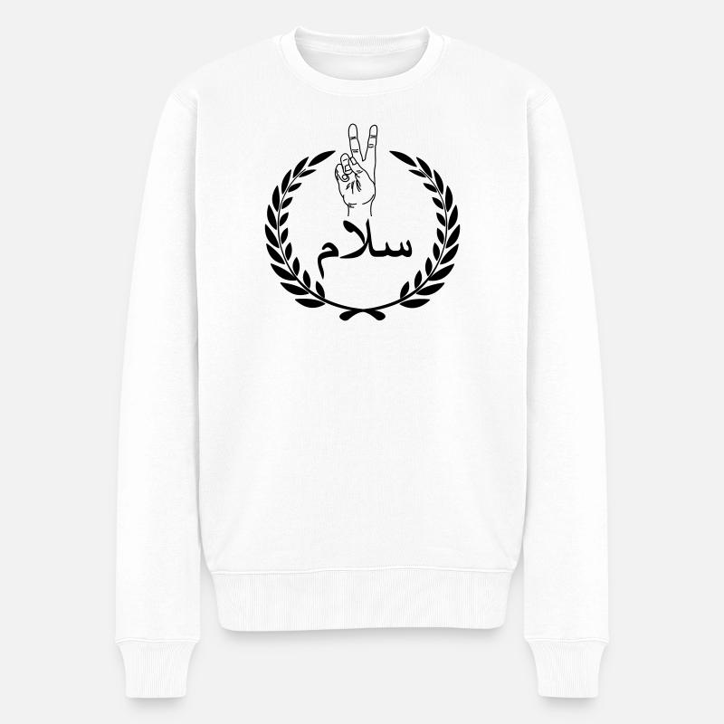 La paix arabe en couronne de laurier - Pull Premium bio Homme - blanc