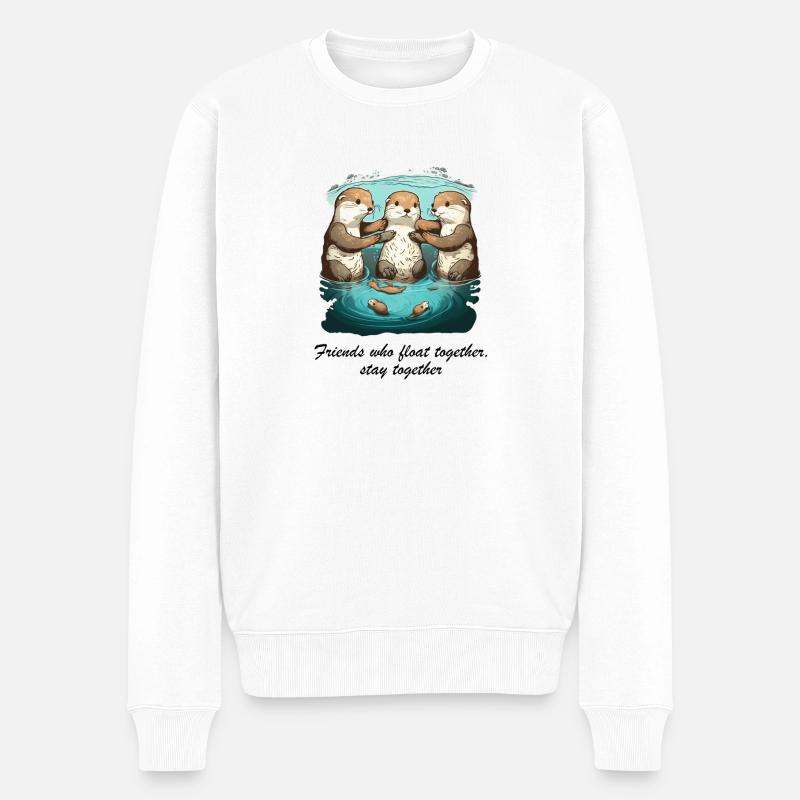 Friends who float together stay together - Männer Premium Bio Pullover - Weiß