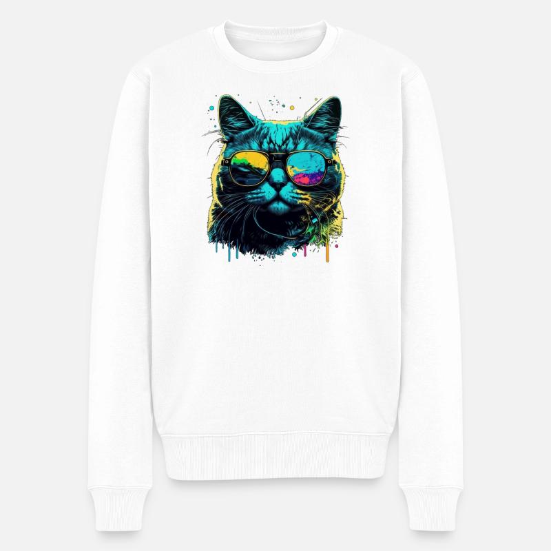 Cool cat - Männer Premium Bio Pullover - Weiß