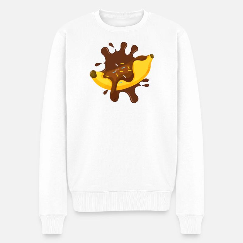 Schokolade, Schokoladenfächer, Bananensplit - Männer Premium Bio Pullover - Weiß