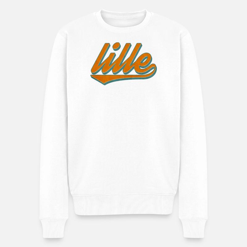 Retro Lille Frankreich - Männer Premium Bio Pullover - Weiß