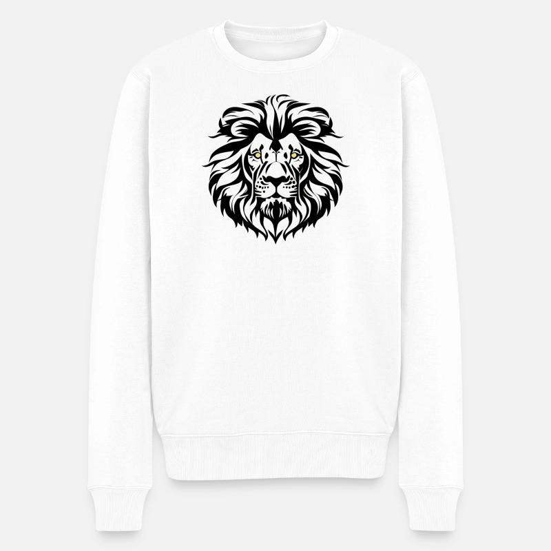 Löwe Löwenkopf Sternzeichen Löwe König der Tiere - Männer Premium Bio Pullover - Weiß