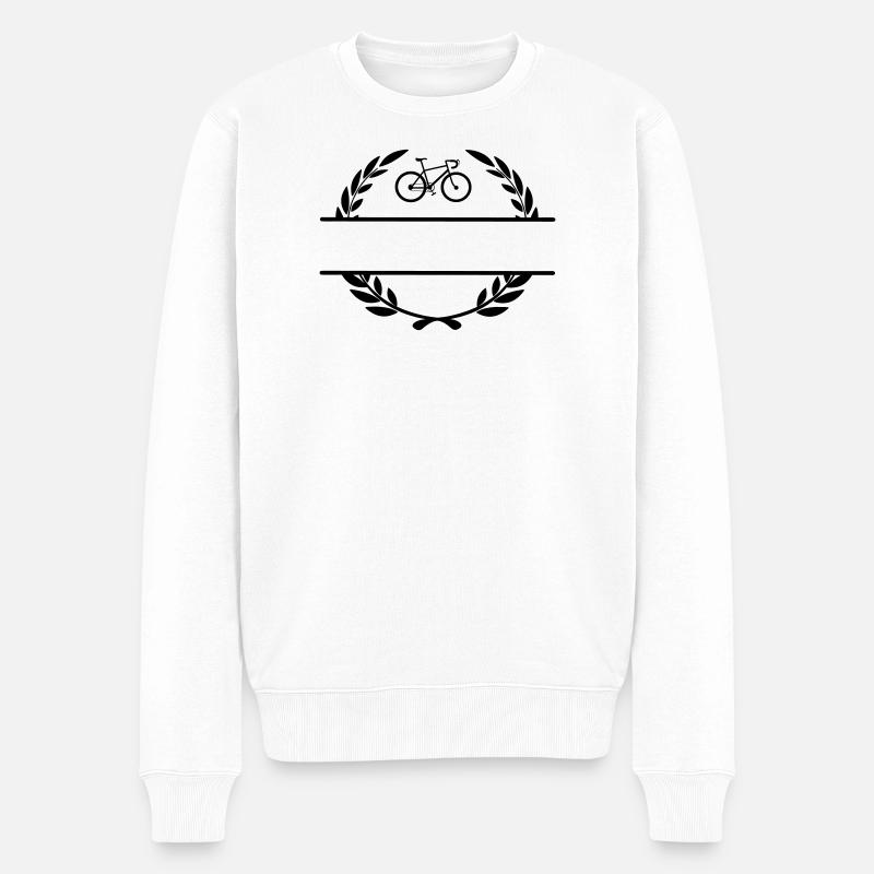 Fahrrad im Lorbeerkranz - Männer Premium Bio Pullover - Weiß
