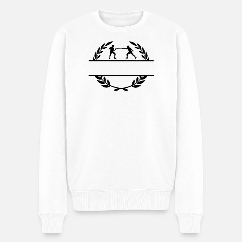Compétition d’escrime en couronne de laurier - Pull Premium bio Homme - blanc