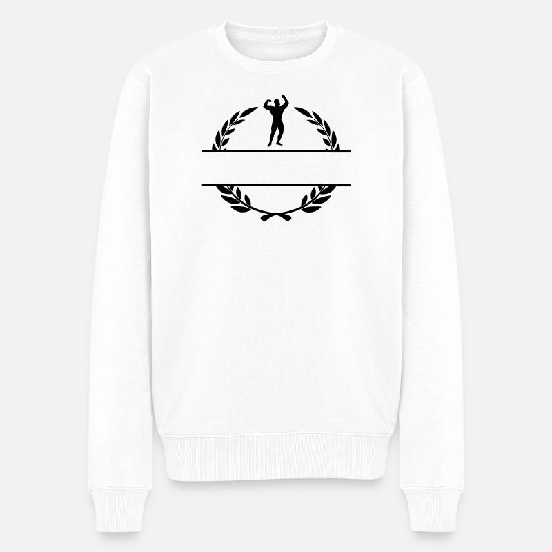 Bodybuilder im Lorbeerkranz - Männer Premium Bio Pullover - Weiß