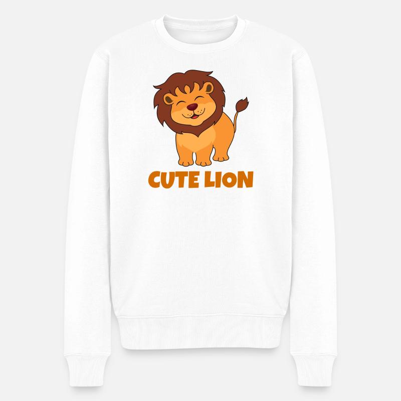 Löwe, niedlicher Löwe, Savanne - Männer Premium Bio Pullover - Weiß