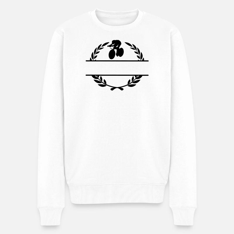 Bahnradfahrer Lorbeerkranz - Männer Premium Bio Pullover - Weiß