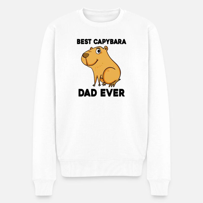 Capybara Père Capybara Capybara Cochon - Pull Premium bio Homme - blanc