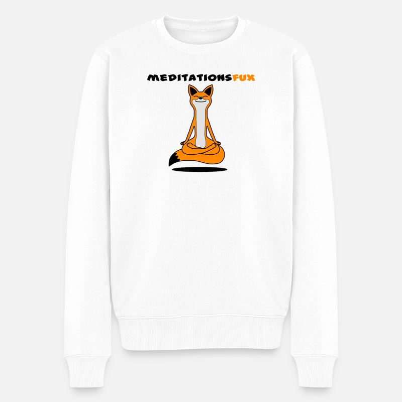 Meditationsfux - Renard de méditation, dialecte - Pull Premium bio Homme - blanc