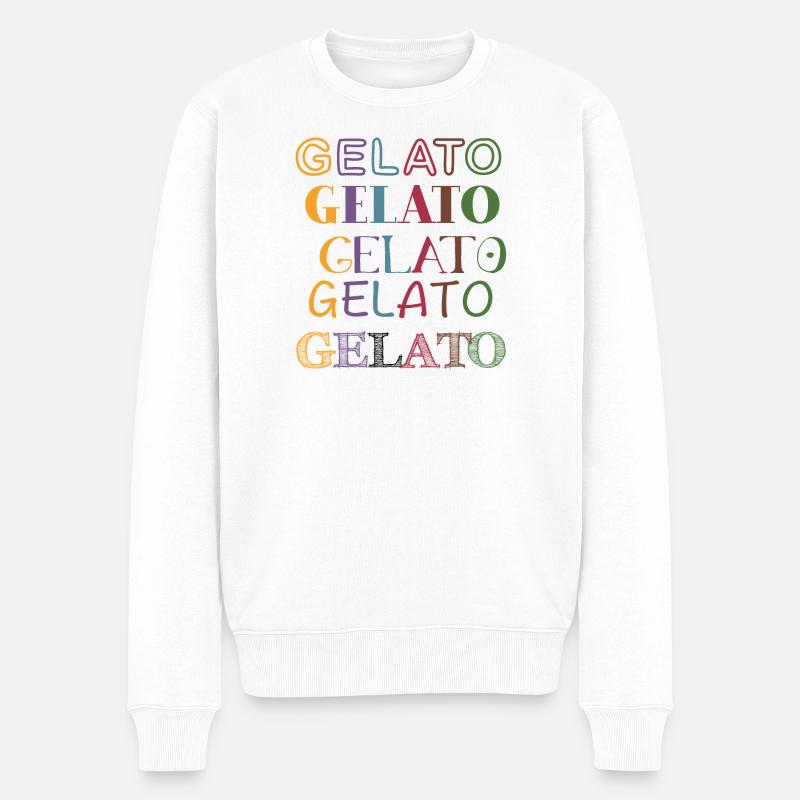 Gelato bunt dunkel - Männer Premium Bio Pullover - Weiß