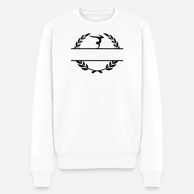 Turnerin im Lorbeerkranz-Monogramm - Männer Premium Bio Pullover - Weiß