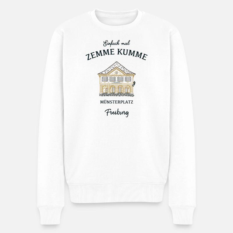 Freiburg, Münsterplatz, Alte Wache - Männer Premium Bio Pullover - Weiß