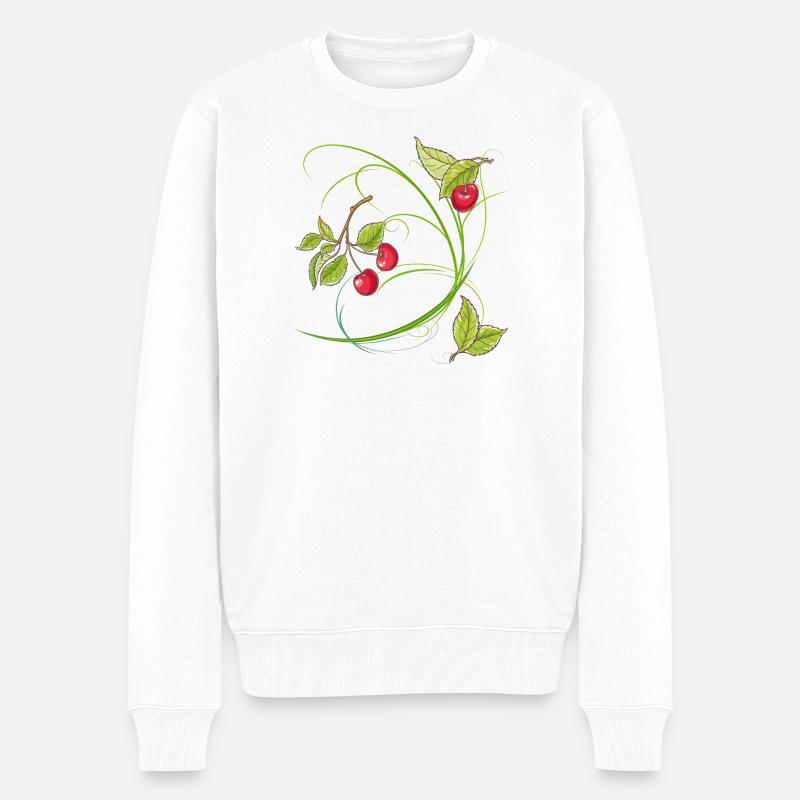 Kirschen,Obst - Männer Premium Bio Pullover - Weiß
