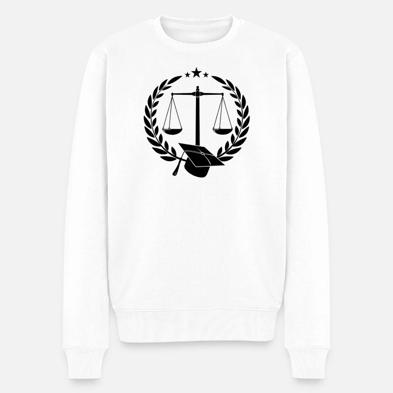 Balance droite dans une couronne de laurier - Pull Premium bio Homme - blanc