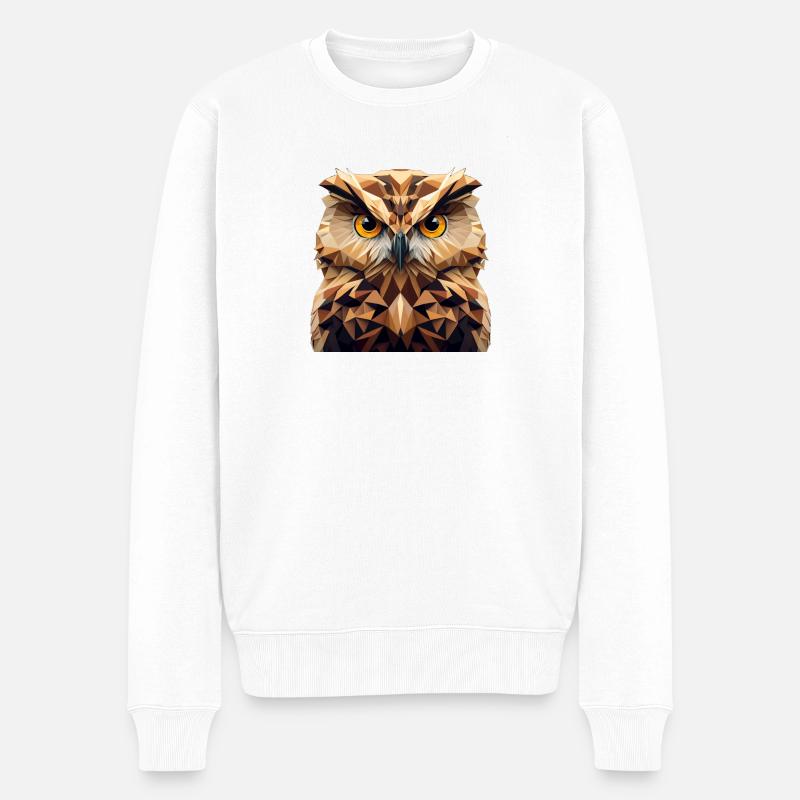 Polygon Eule - Männer Premium Bio Pullover - Weiß