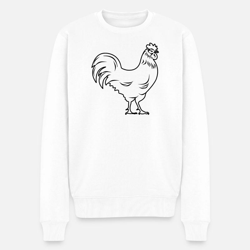 Coq transparent - Pull Premium bio Homme - blanc