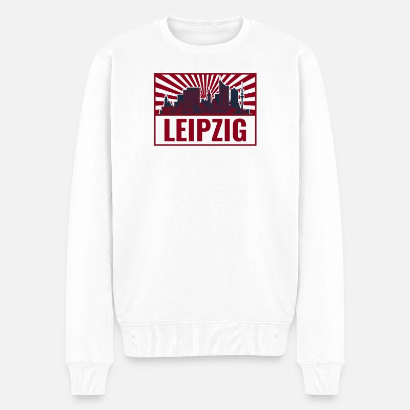 Leipzig Skyline Rétro Red - Pull Premium bio Homme - blanc