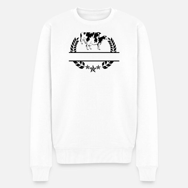 Monogramme de vaches - Pull Premium bio Homme - blanc