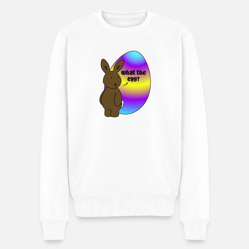 Frohe Ostern - Osterhase mit Osterei - Männer Premium Bio Pullover - Weiß