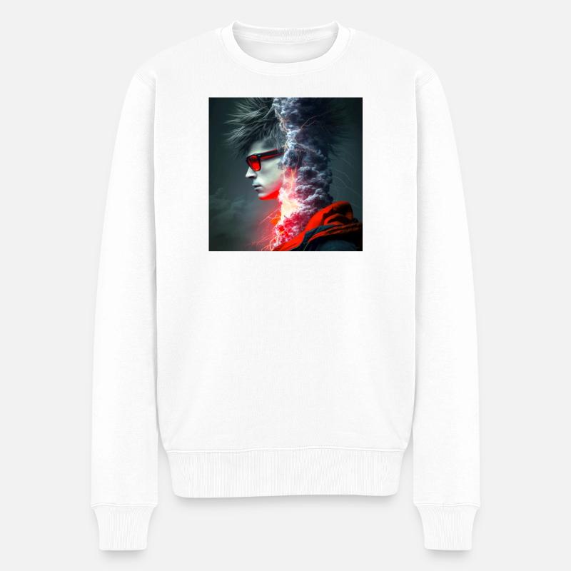 Portrait elektrik 03 - Männer Premium Bio Pullover - Weiß