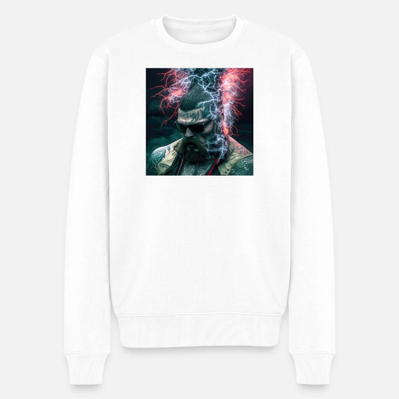 Portrait elektrik 04 - Männer Premium Bio Pullover - Weiß
