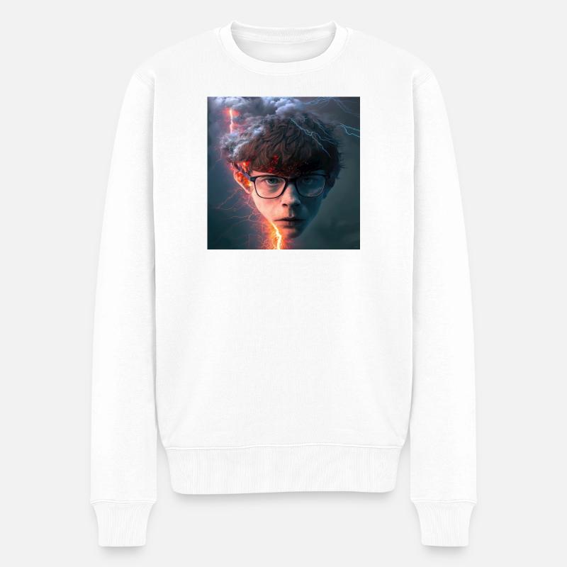 Porträt elektrik 07 - Männer Premium Bio Pullover - Weiß