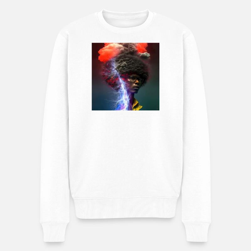 Porträt elektrik 12 - Männer Premium Bio Pullover - Weiß