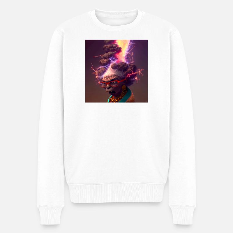 elektrik-Porträt 13 – Neonvulkanische Großmutter - Männer Premium Bio Pullover - Weiß