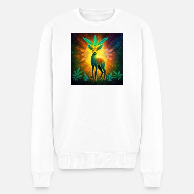 Biche astrale cannabis - Cannabiche - Pull Premium bio Homme - blanc